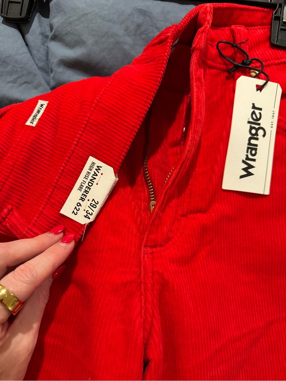 Wrangler Red Corduroy Wide-Leg Jeans - Picture 3 of 3